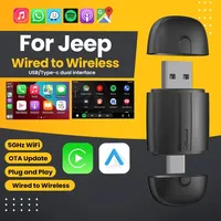 Wireless Android Auto Adapter CarPlay Adapter USB Type-C 2 in 1 for Jeep Compass Grand Cherokee Renegade Wrangler Cherokee