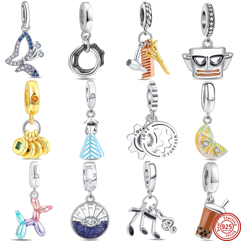 

Original Design Charm 925 Silver Parrot Lemon Butterfly Beads Pendant Fit Original Pandora Bracelet Making DIY Women Jewelry