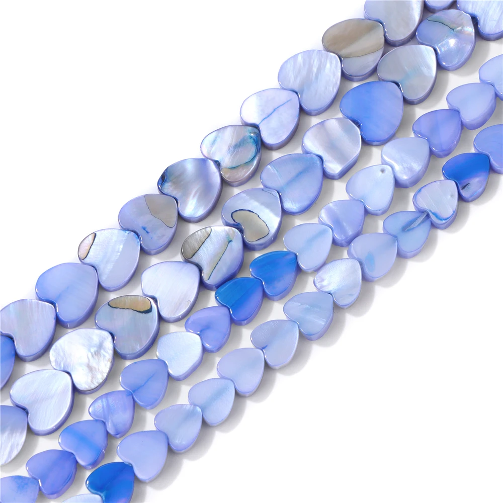 6 8 10 12mm Flat Heart Shape Shell Beads Multicolor Mother of Pearl Bead Smooth Spacer Dyed Beads for Jewelry Making Handmade