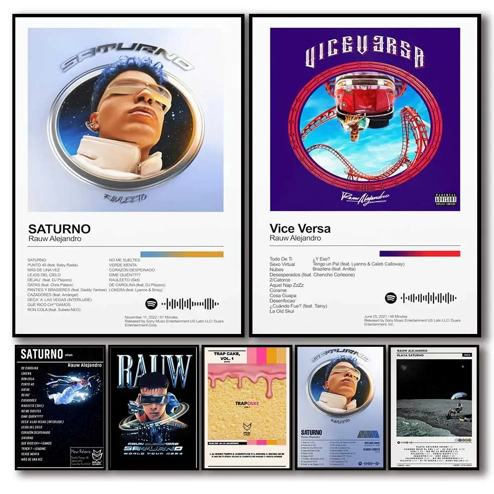 Pop Singer Rauw Alejandro Music Saturno Album Poster Set Like Rapper Cover Minimalist Canvas Painting for Living Room Decor