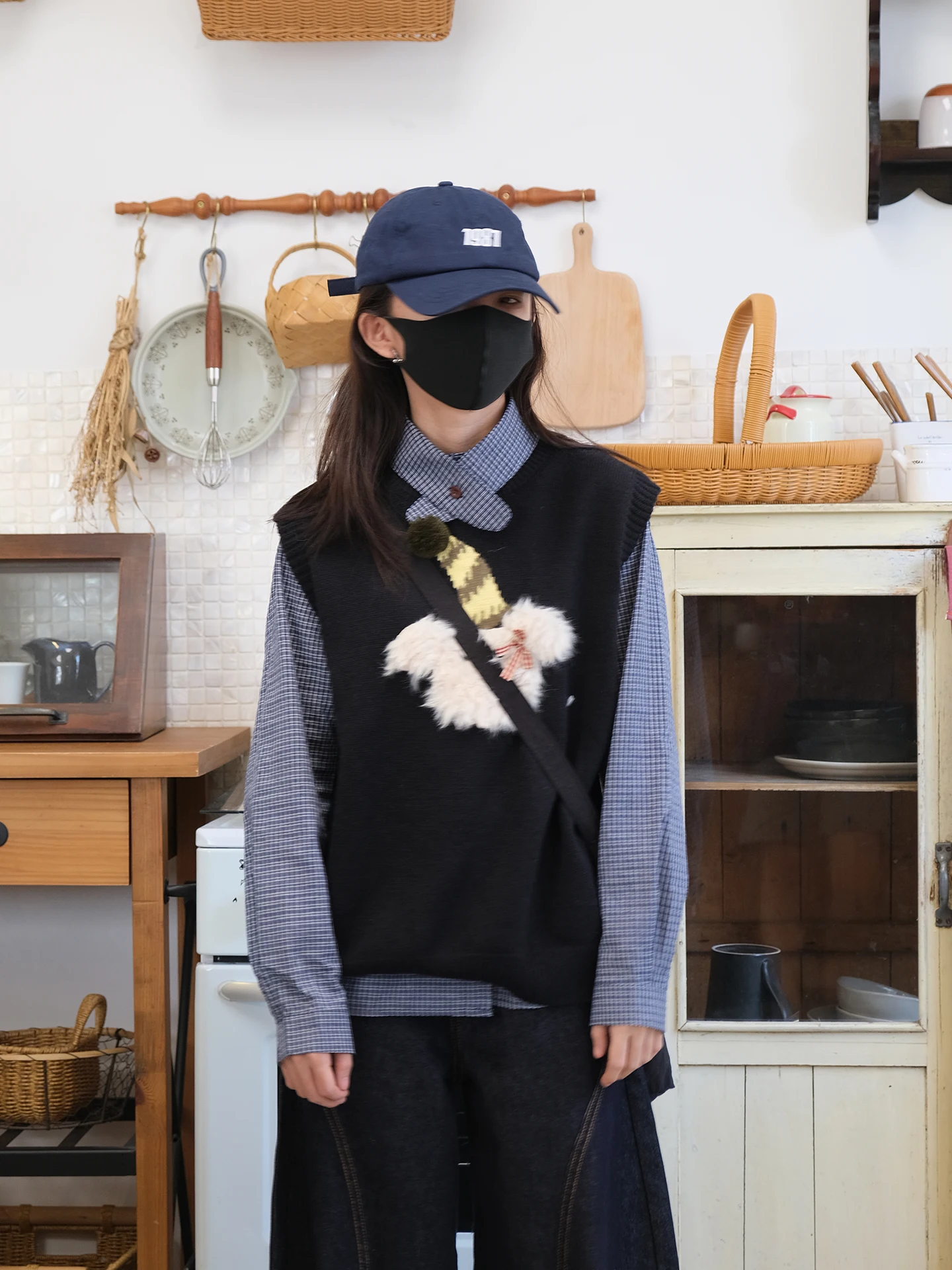 

Bla Sweater Vest Loose Layering Tee-Year-Old Tee Cotton Long Sve round Ne Commute Sle Autumn Winter Women's Faion