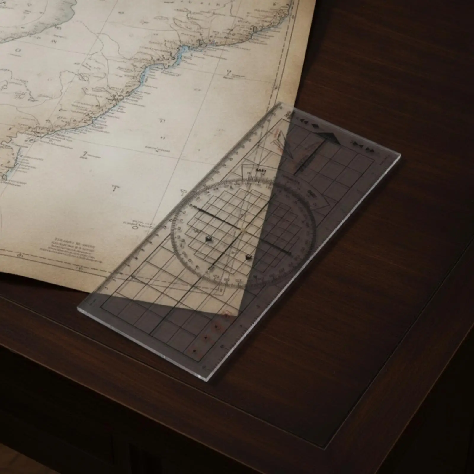 Nautical Ruler with Rotating Disc | Clear Graduations, Chart-Plotting Ruler, for Compass Work