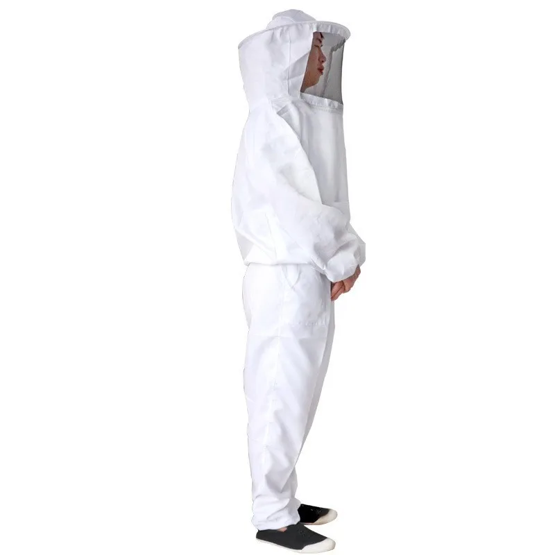 Pure white thick anti bee suit, white split one-piece anti bee suit