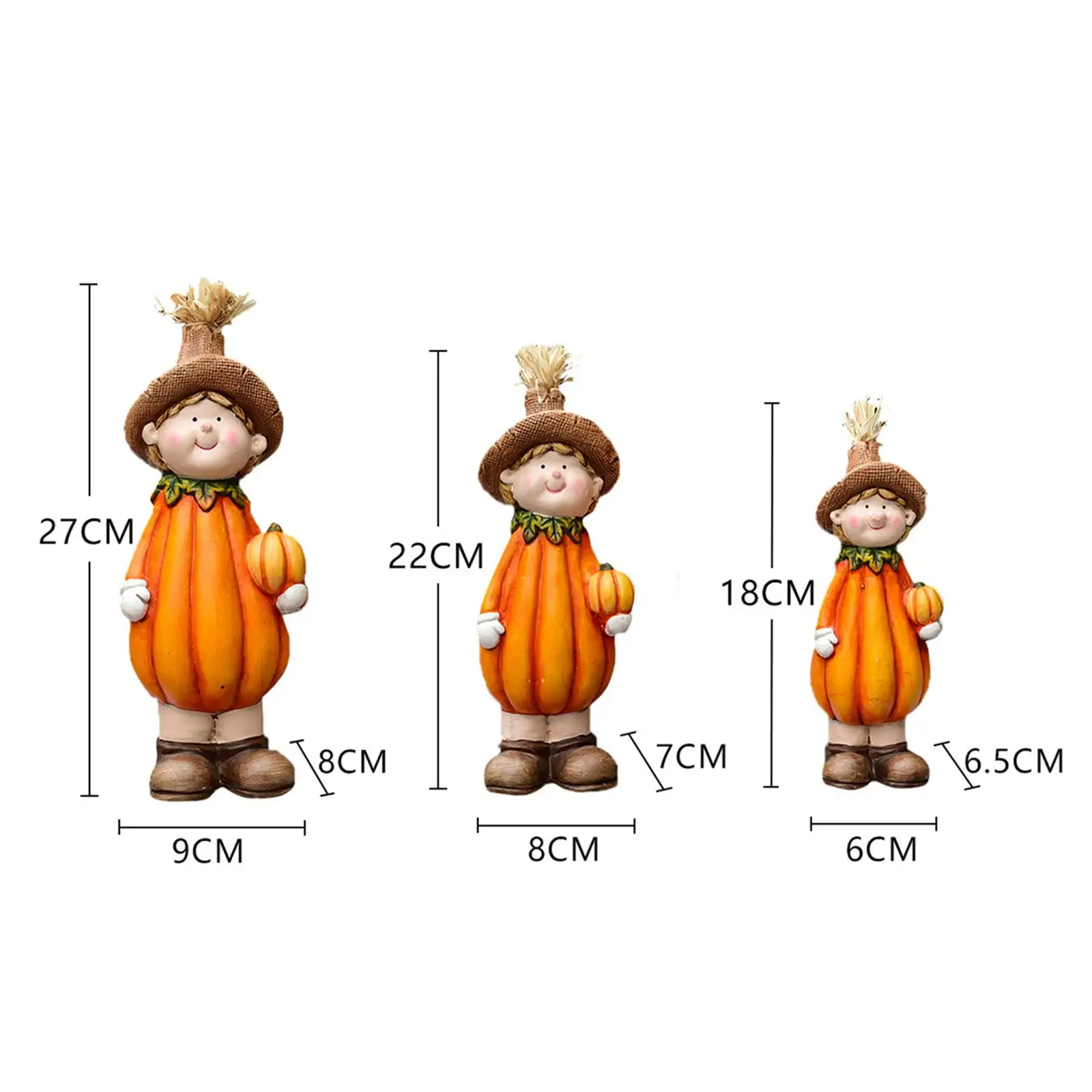 Harvest Festival Scarecrow Pumpkin Statue Ceramic Tabletop Figurine for Autumn Party Home Decor Thanksgiving Gift