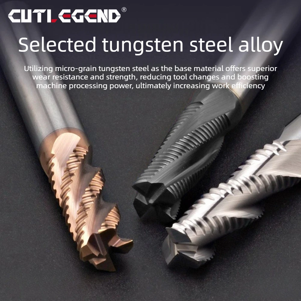 Grobbearbeitungsfräser aus Vollhartmetall für CNC-Bearbeitung, 3 Klingen, 4 Zähne, für Metall, Stahl, Eisen, Aluminium, MDF, Acryl, Holz, Kupfer, Kunststoff – Detail 2
