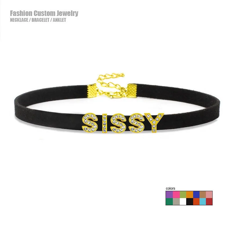 Unique Sexy Letters SISSY Choker Necklace Women Men Custom Name Word Cosplay Collar Jewelry Personalized Chocker Collier Gift