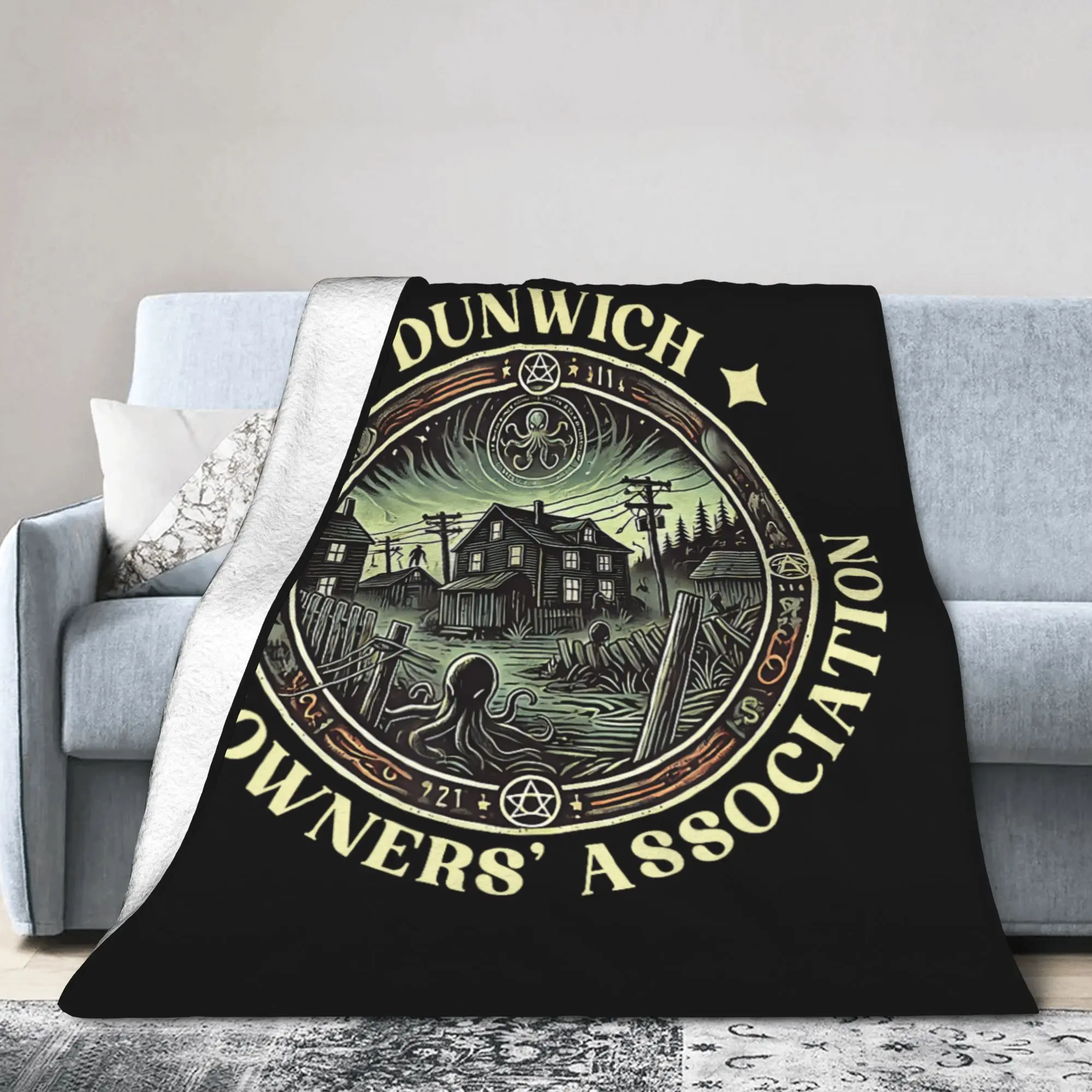 Mantas de terciopelo Dunwich Horror Miskatonic Lovecraft Cthulhu, decoración textil, Necronomicon, manta suave multifunción para cama