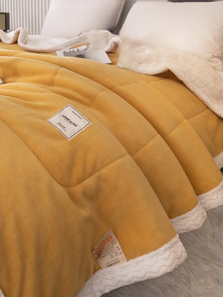 

Плед из искусственного меха Thiened Lamb, теплое зимнее одеяло, одеяло для общежития, одинарное, для студентов, с наполнителем из полиэфирного волокна