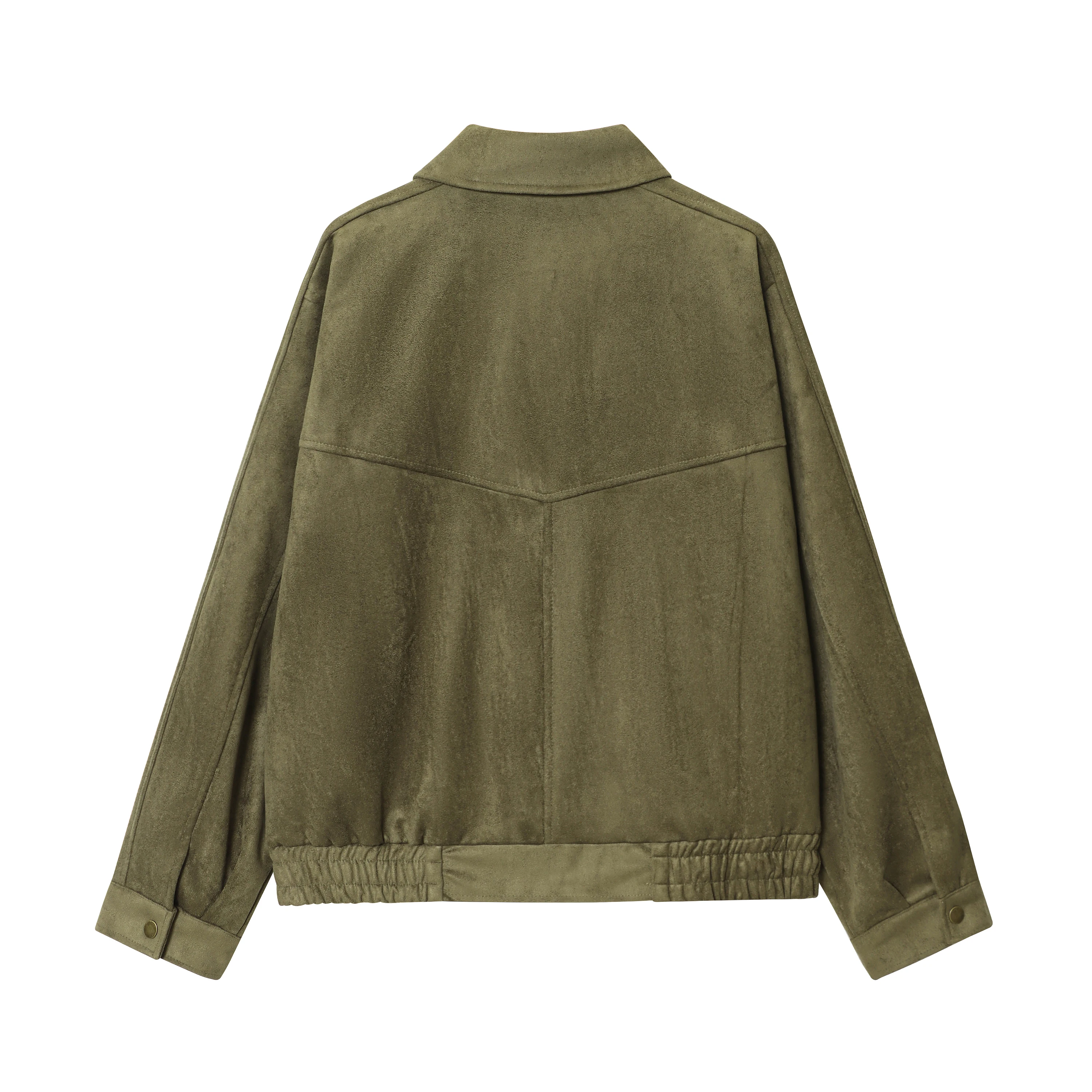 جديد الخريف/الشتاء سترة الطيار غير رسمية من جلد الغزال محكم المرأة ملابس خارجية الموضة مع جيوب وسحاب إغلاق #3