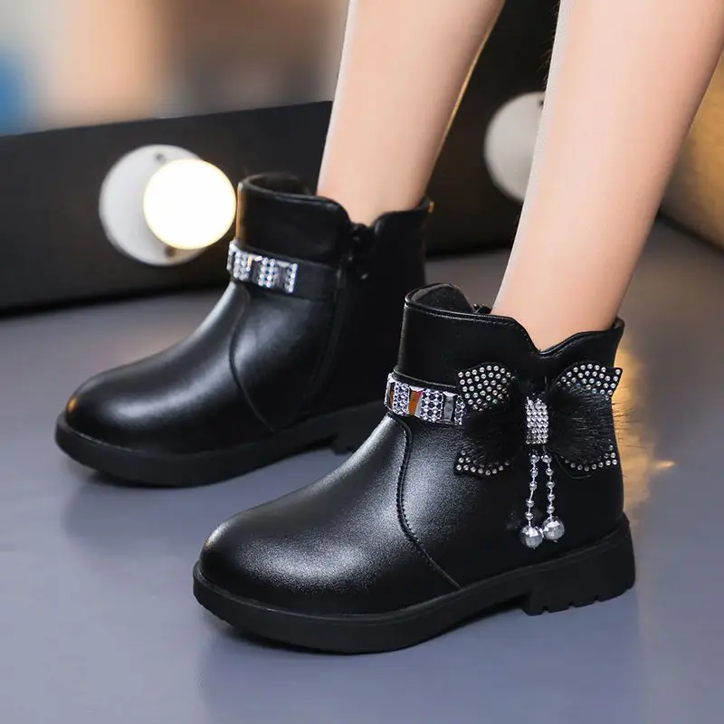 

Детские термозимние ботинки на флисовой подкладке для девочек, новинка 206, детская зимняя обувь, хлопковая детская обувь