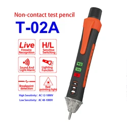 T02A NCV Tester di tensione 12-1000V AC rilevatore di tensione Pen Circuit Tester indicatore elettrico strumento a parete con torcia Beeper