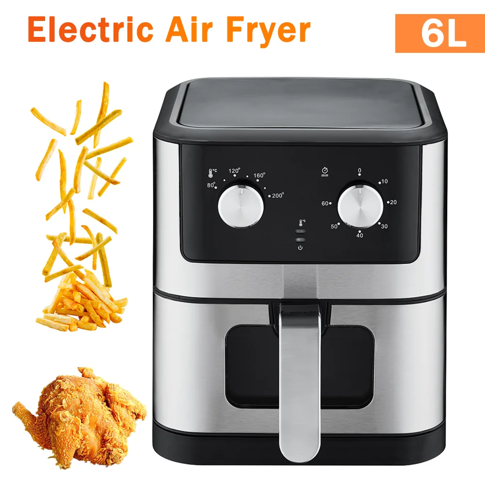 Image of Friggitrice ad aria 6L 1500W Friggitrice ad aria senza olio Temporizzatore da 60 minuti 8 modalità di cottura Friggitrice ad aria calda Friggitrice ad aria elettrica multifunzione con forno ad aria cod004