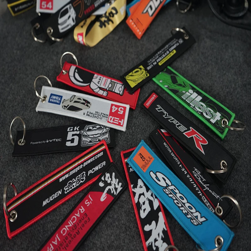 JDM Racing Rock Fashion Tags Keychain Rectangle Polyester Embroidery motorcycle auto key ring car accessories