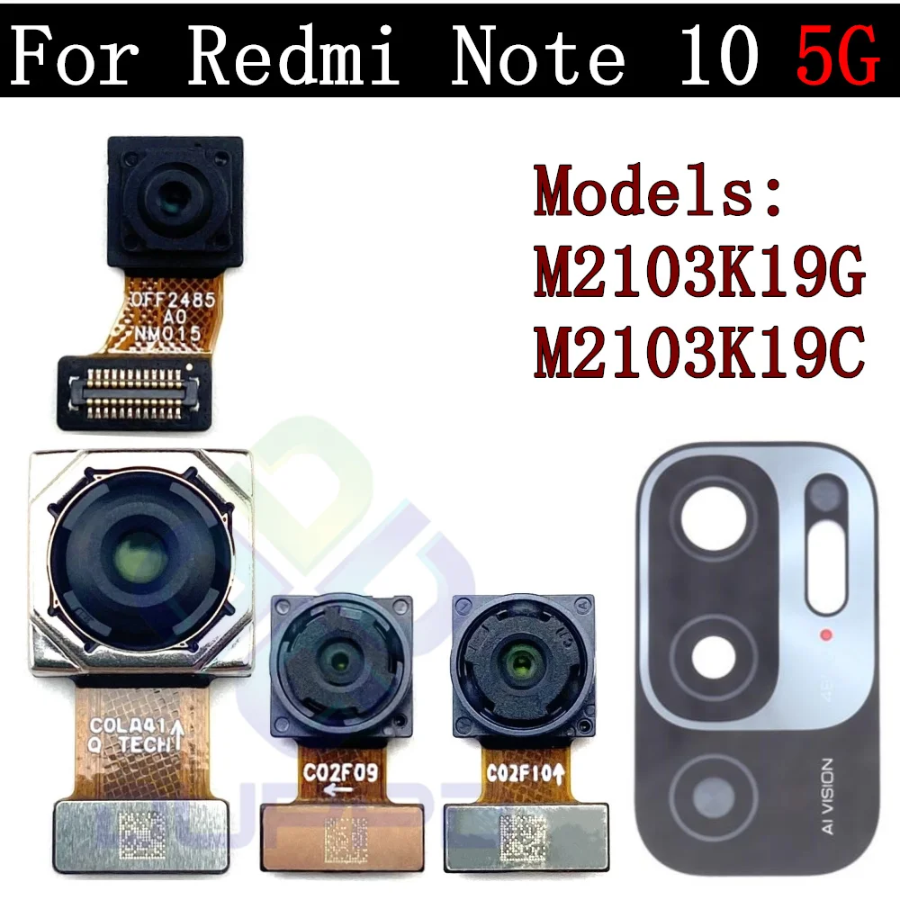 Rear Camera Flex Cable for Xiaomi Redmi Note 10 5G, Front Selfie, Small Facing Main Back Camera, Glass Lens Spare