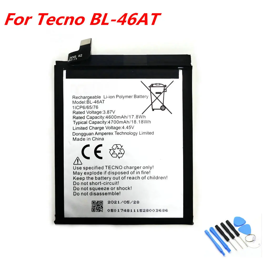 Original 3.87V 4700mAh BL-46AT Battery For Tecno Phantom X / AC8 Cell Phone