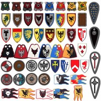 MOC Medieval Building Blocks Castle Knight Figures Flag Armor Cloak Ancient Holy Rome Soldier Accessories Bricks Toys Kids Gift