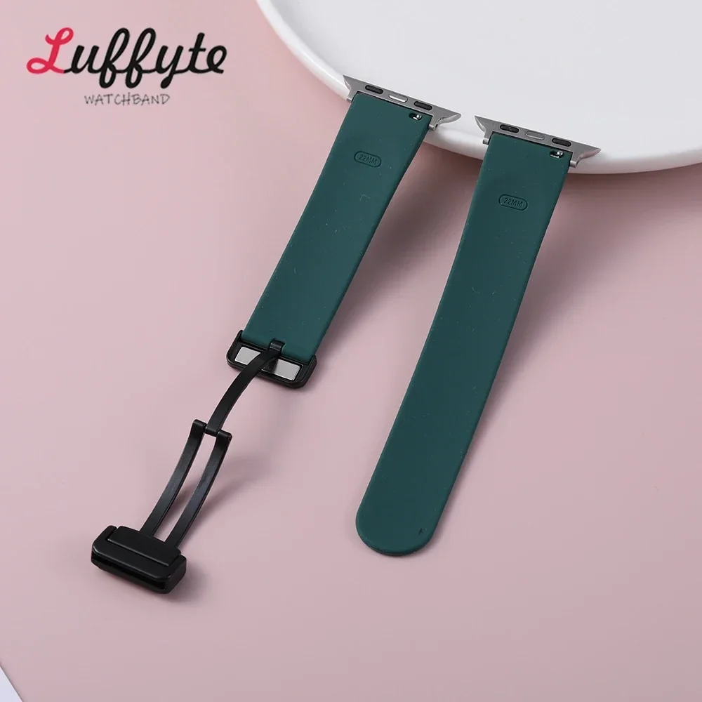 الأشرطة الناعمة لساعة أبل 38/40/41/42/44/45/46/49 مللي متر المعادن المغناطيسي مشبك معصمه ل IWatch الترا 1-10 استبدال سوار