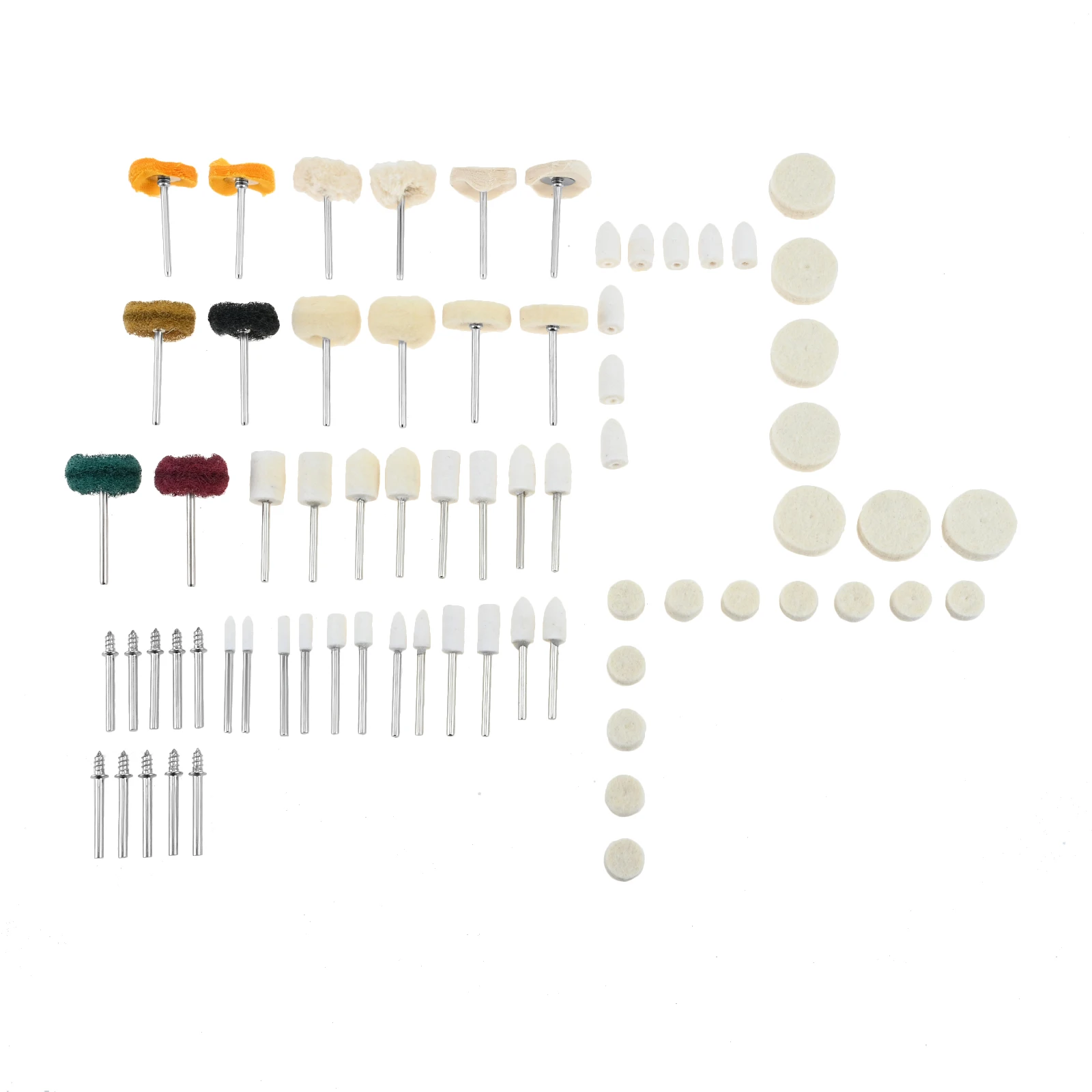 Kit di punte per lucidatura con ruote abrasive da 114 pezzi per utensile rotante con kit di levigatura con gambo da 1/8 di pollice per gioielli in metallo, legno, ottone