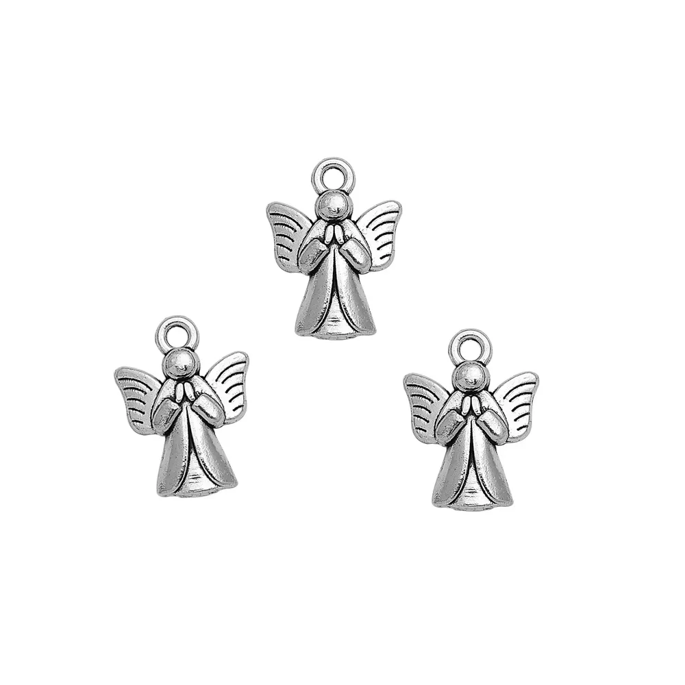 15pcs/Lot 19x14mm  Antique Guardian Angel Charms Fairy Pendant For DIY Necklace Keychain Jewelry Making Supplies Accessories