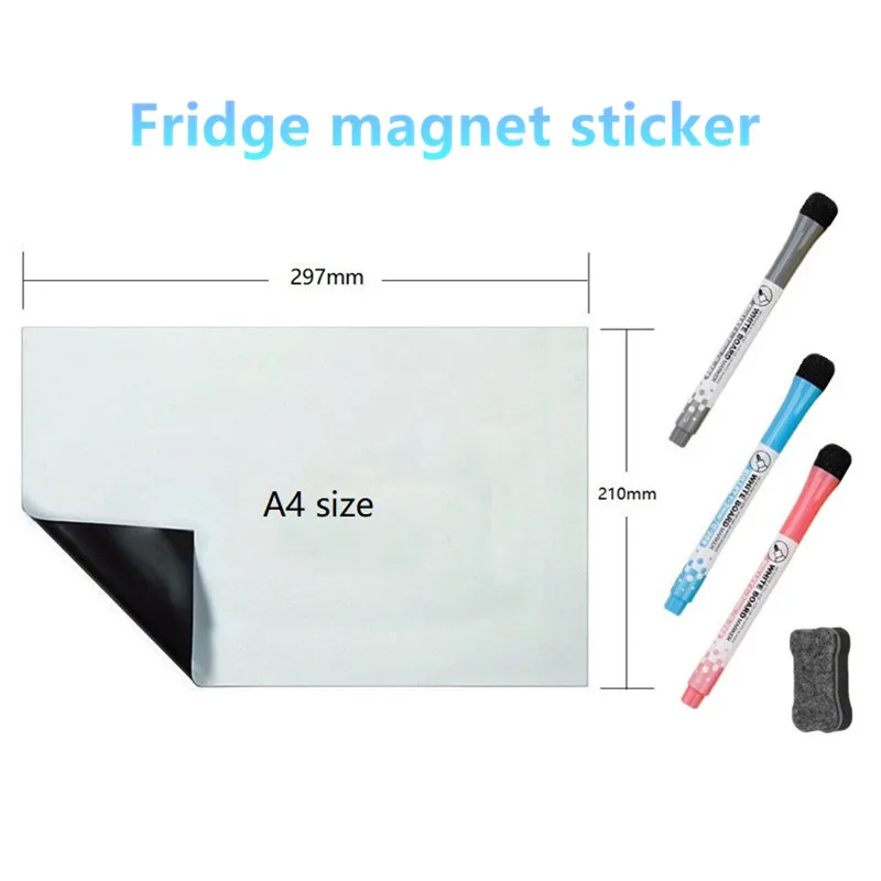 Magnetic Whiteboard for Fridge Magnet Sticker Dry Wipe Marker Writing Record Message Board Remind Memo Pad for Kids Graffiti