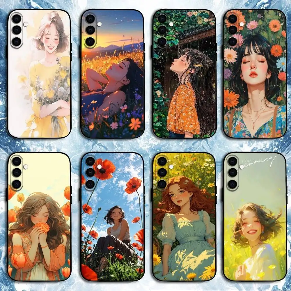 

Beautiful painted girl Phone Case For Samsung Galaxy A73,A72,A71,A70,A53,A52,A51,Others Soft Black Shell
