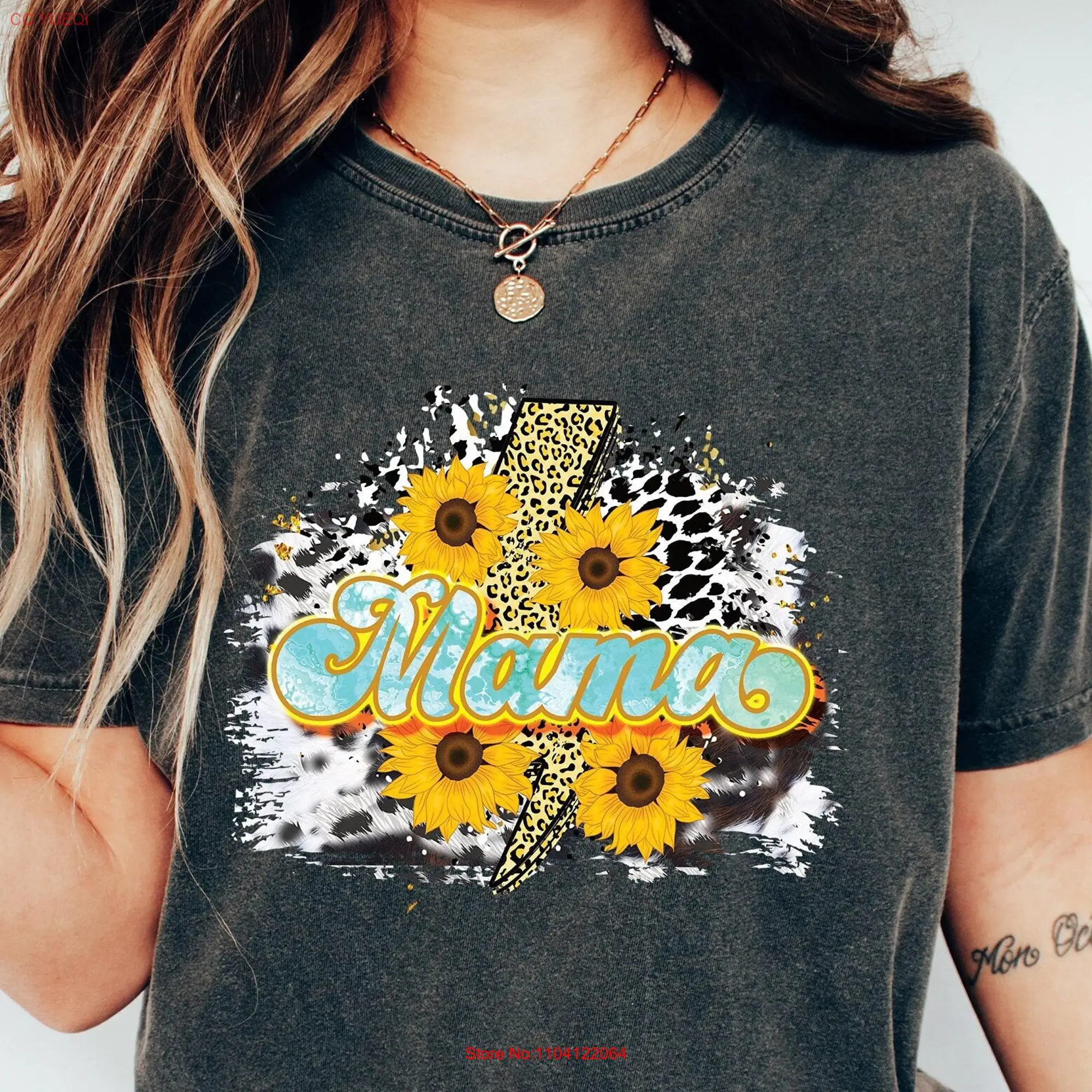 Comfort Colors Retro Vintage Mama T Shirt Leopard Mom Life Motherhood Cute Sunflower long or short sleeves