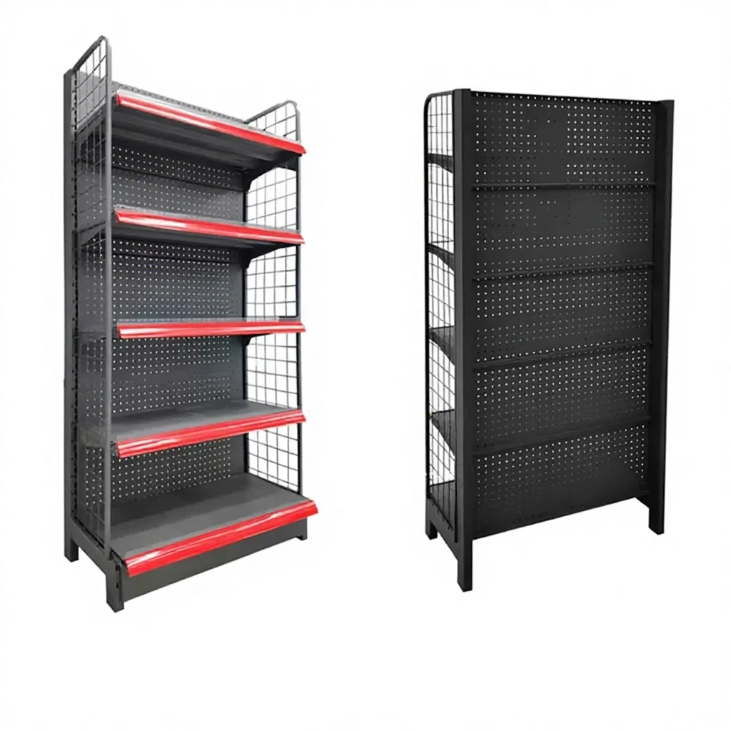Customizable Supermarket Display Stand Plastic Steel Modern Shelf Gondola Racks With Adjustable Shelves