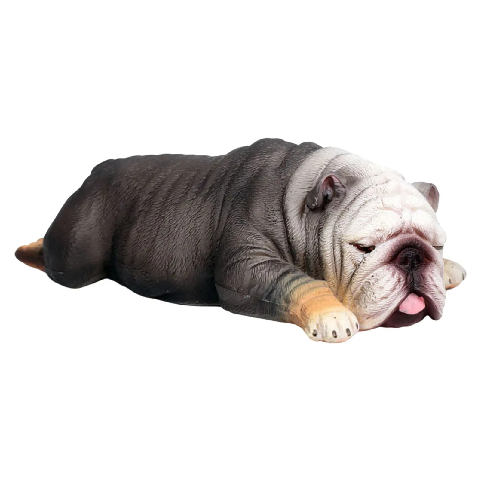 

Sleeping Bulldog Simulation Animal Sculpture Decorative Desktop Ornament for Kids Room Color Cognition Imaginative Play