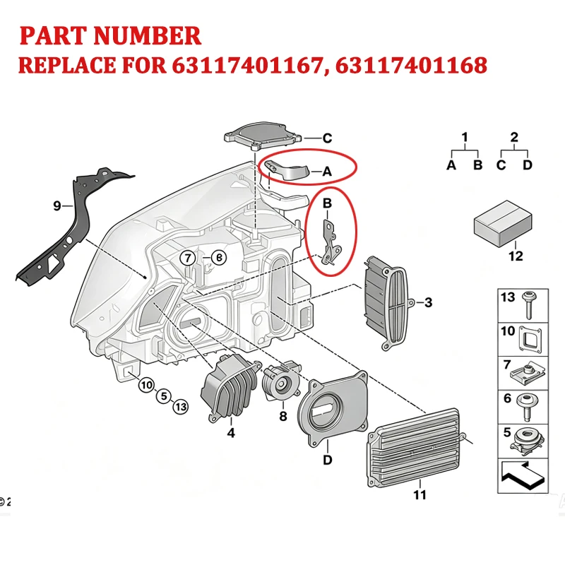 For BMW X3 F25 X4 F26 2014 2015 2016 2017 2018 Front Left Right Head Lights Repair Refurbished Headlight Repair Kit Holder