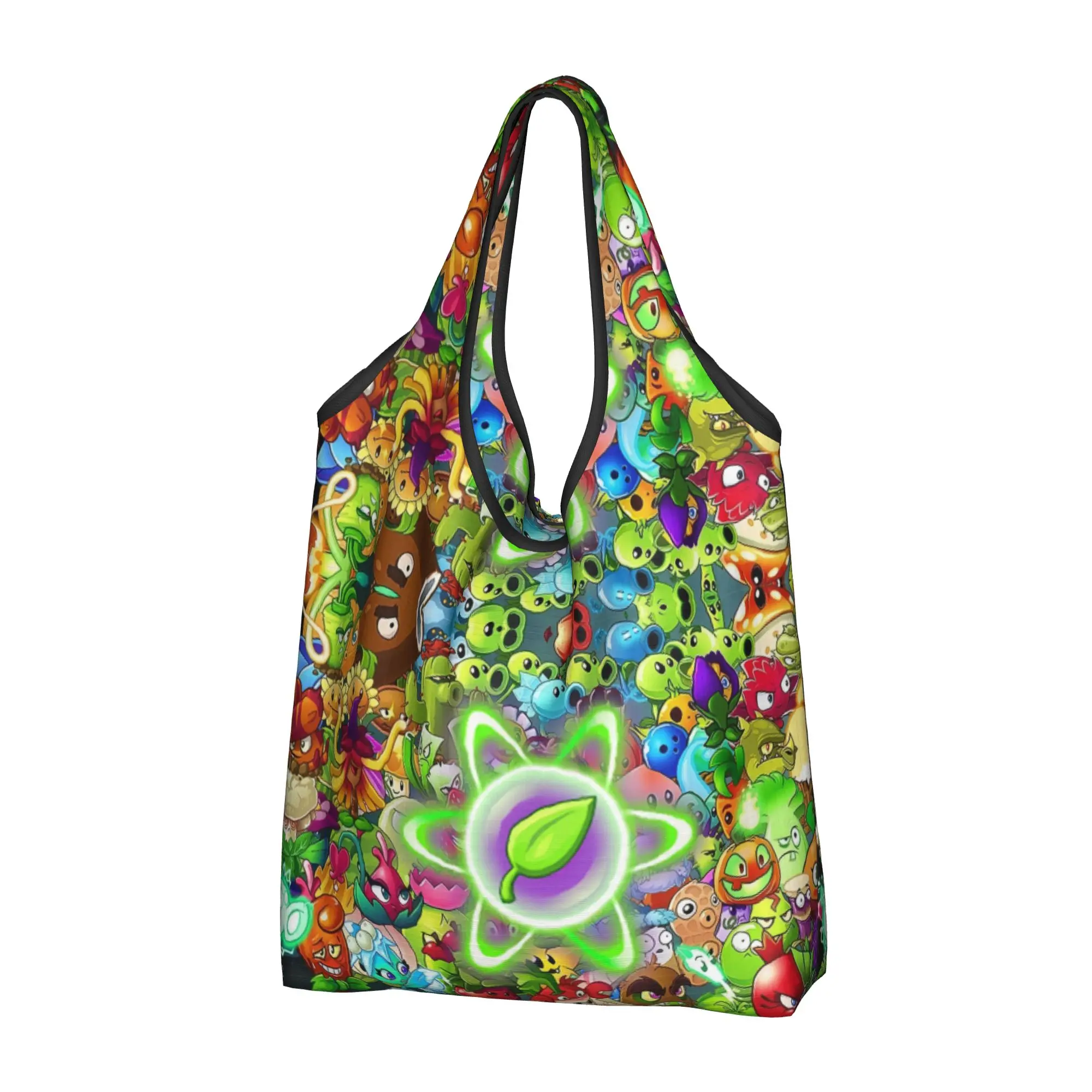 Custom Plants vs. Zombies Game  Shopping Bags Women Portable Large Capacity Groceries  Shopper Tote Bags