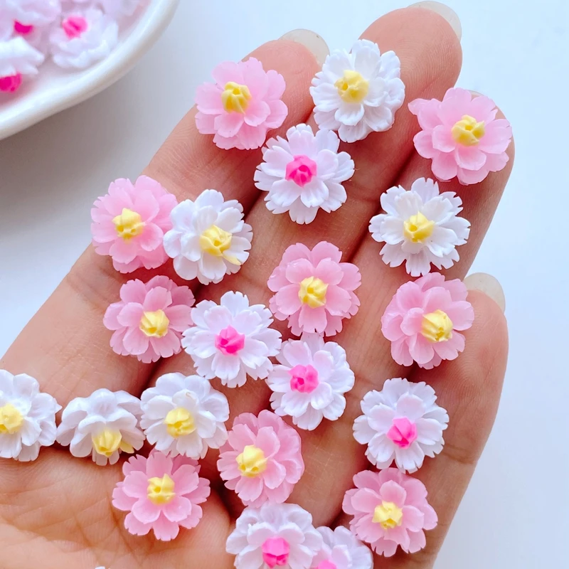 60Pcs New Cute Mini 12mm Small Flower Flat Back Resin Scrapbooking DIY Jewelry Craft Decoration Accessories