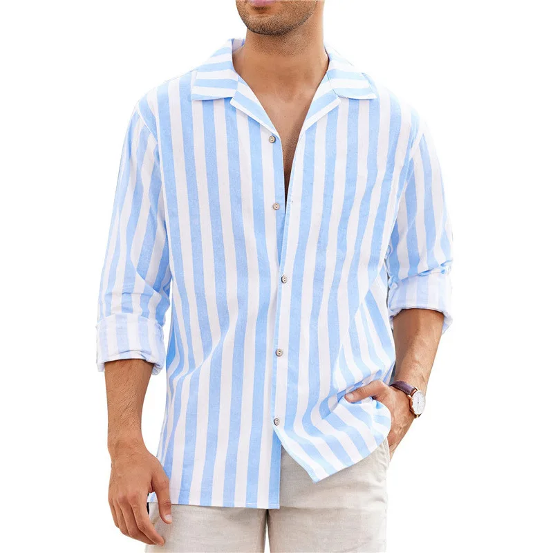 2024 autumn foreign trade new men's cardigan 3D printed four sided elastic loose British long sleeved lapel plaid shirt