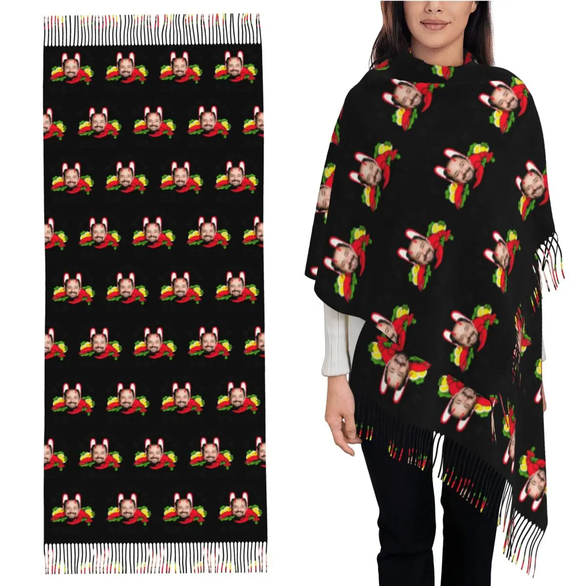 

Женский шарф с кисточками Antonio Recio, мягкие теплые шали и накидки, длинная осенне-зимняя шаль