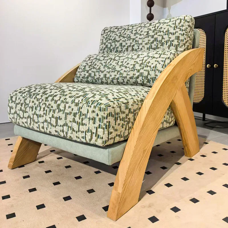 

Nordic light luxury design solid wood walnut sofa chair