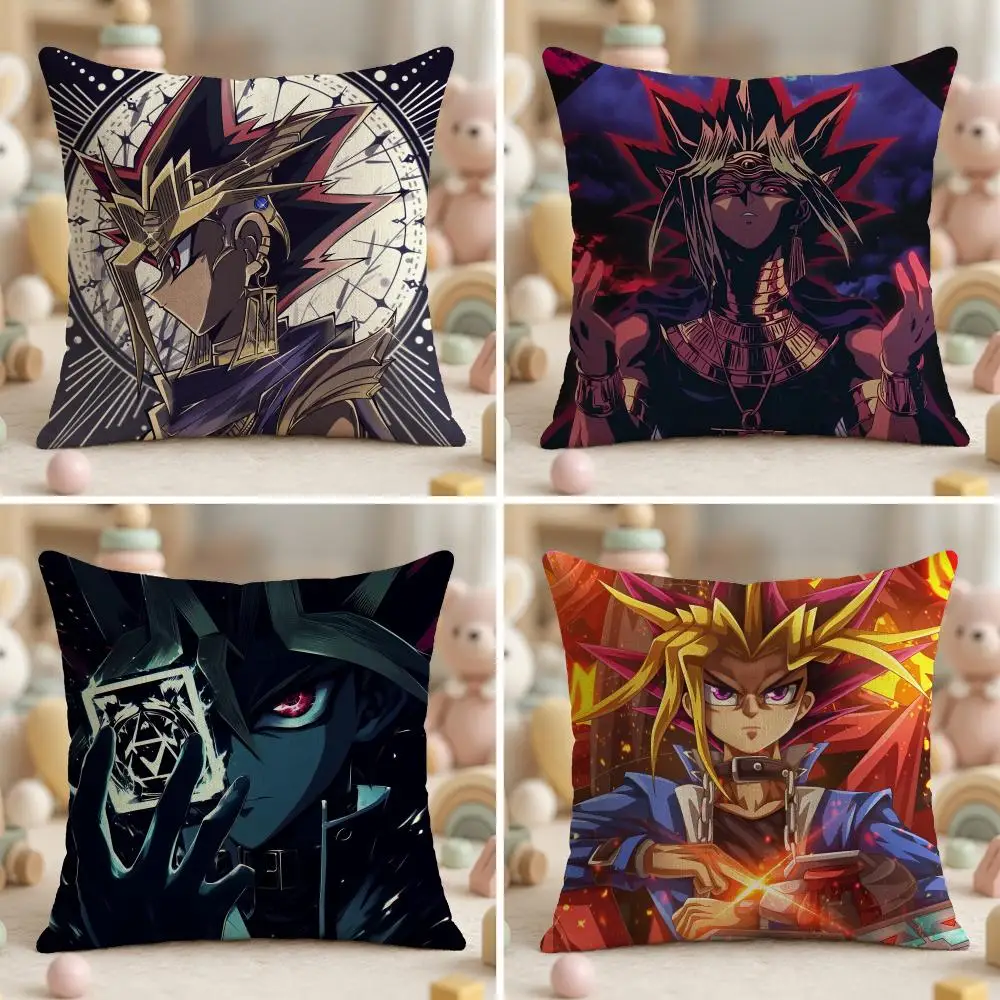 anime Yu-Gi-Oh Yami Yugi Bold Style Cushion Cover Soft Plush Fabric Double-Sided Printed Pillowcase for All Seasons Home Decor