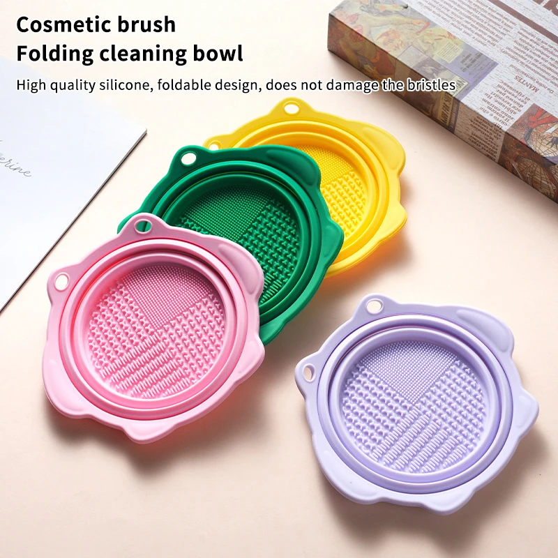 Multi-functional Silicone Makeup Brush Cleaning Folding Bowl Sponge Puff Beauty Tool Washing Scrubber Pad Soft Mat Scrubber Box