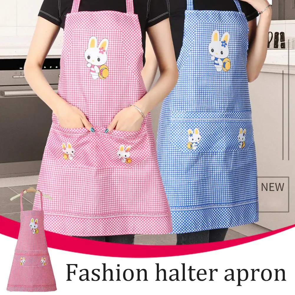 Cute Cartoon Rabbit Kitchen Apron Home Cleaning Tool Waterproof White Clean Easy And Fabric Pink And Linen Apron To Cotton S0p2