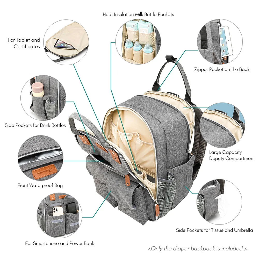 Putybudy Multifunctional Baby Diaper Backpack Large Capacity Storage Bag Maternity Bag Backpacks Crib Newborn Mommy Bag