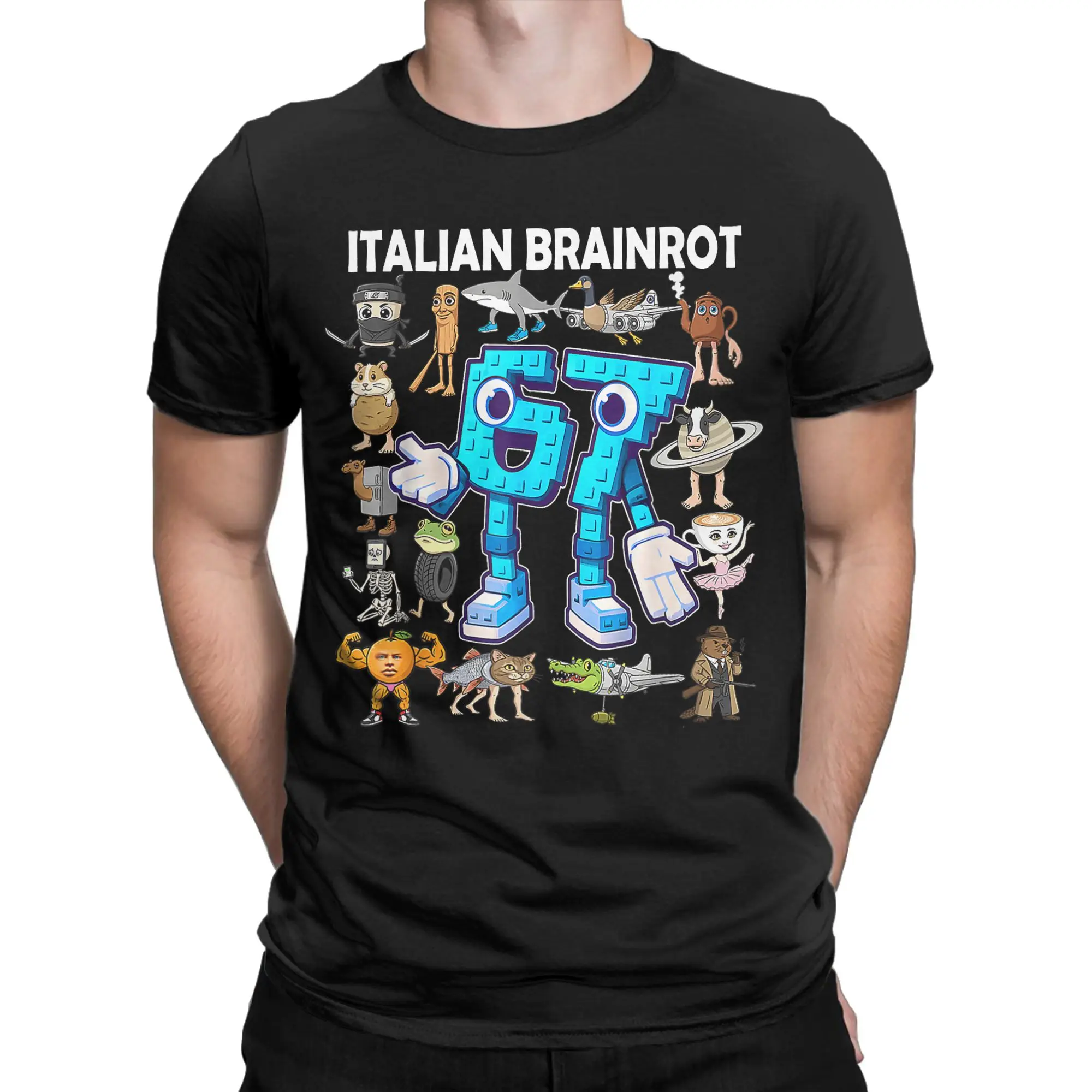 Harajuku T Shirt 6 7 Italian Brainrot Six Seven Meme T Shirts  Hip Hop Tshirt for Male Summer Y2K Custom Short Sleeve Top Tees