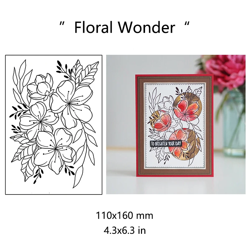 Flower Background Clear Silicone Stamps for Scrapbooking Decorate DIY Card Making Scrapbook Material Craft Supplies 11*16cm