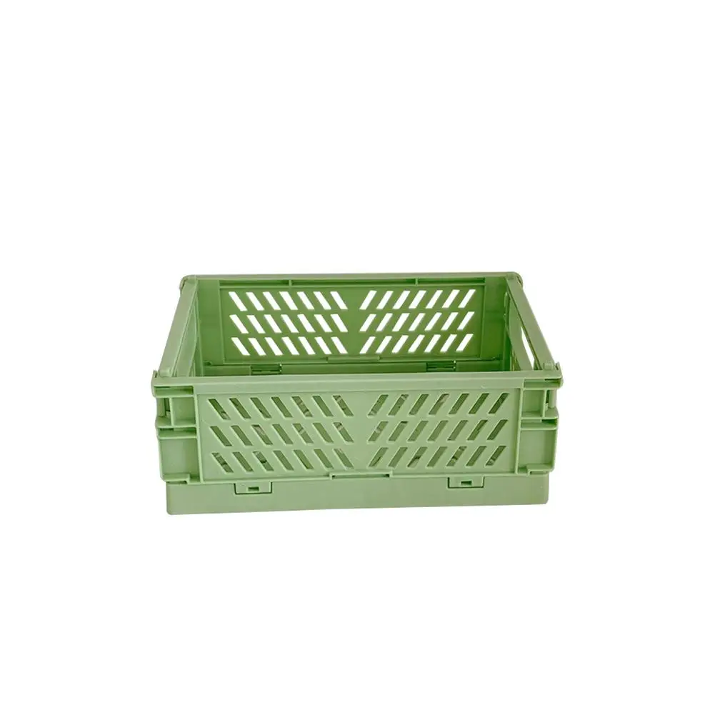 Mini Folding Plastic Storage Box Foldable Plastic Basket Student Desktop Organizer Stationery Skin Care Products Storage Box