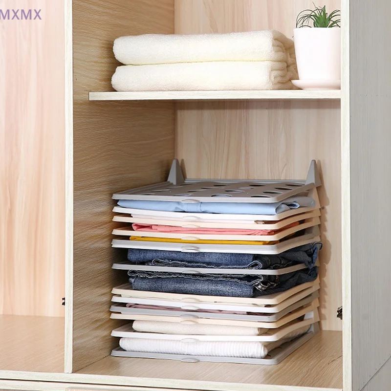 10 STKS Shirt Opbergplanken Stapelbare T-shirt Organizer Opvouwbare Kledingplank Multifunctionele Draagbare Kledingopslag