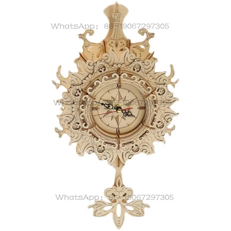 Wooden Cartoon Linden Wood Wall Clock Household Group Decorative Model Collage Toy Retro Special-shaped Creative Gift