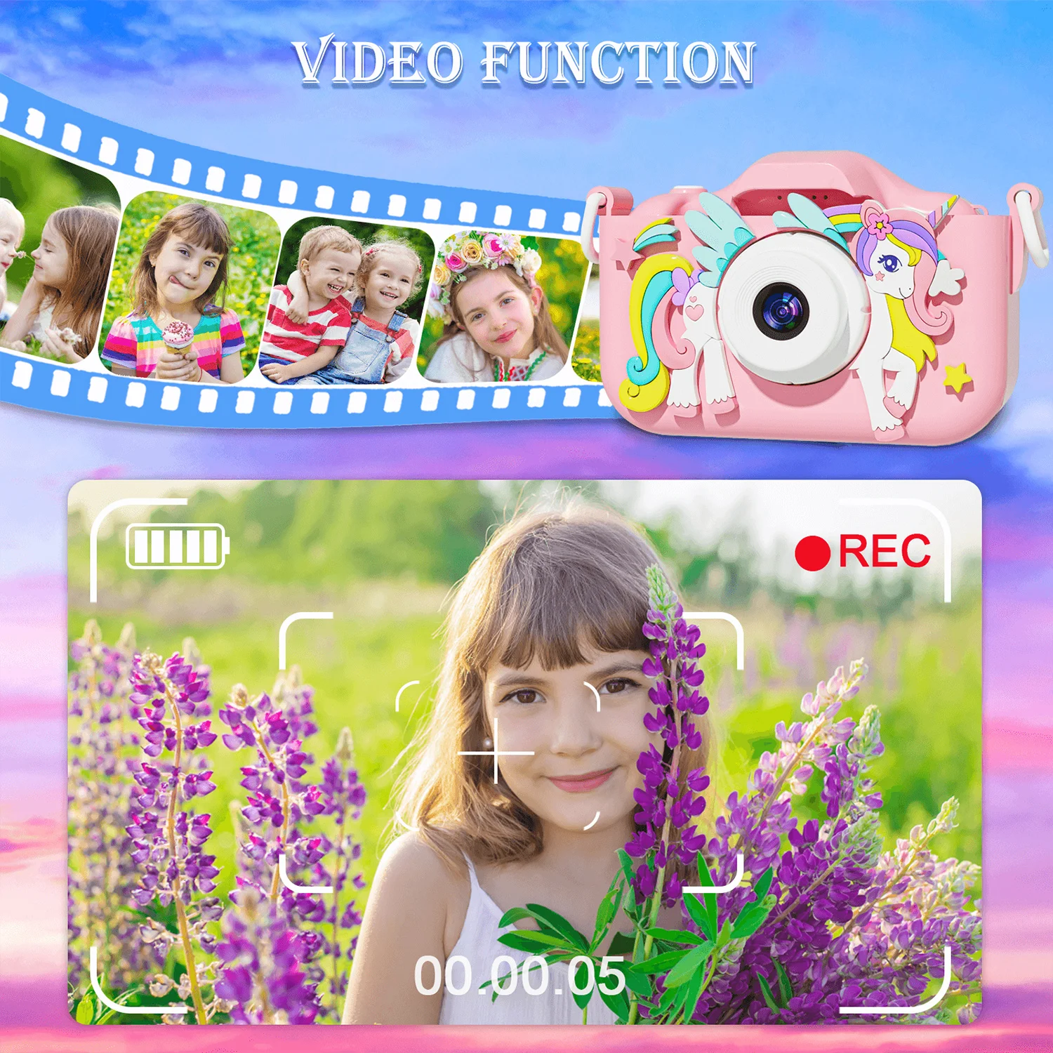 Kinder Kamera Spielzeug Jungen Mädchen Kinder Digital kamera für Kinder geeignet Kleinkind Selfie Video Geburtstag Festival Spielzeug für Kinder