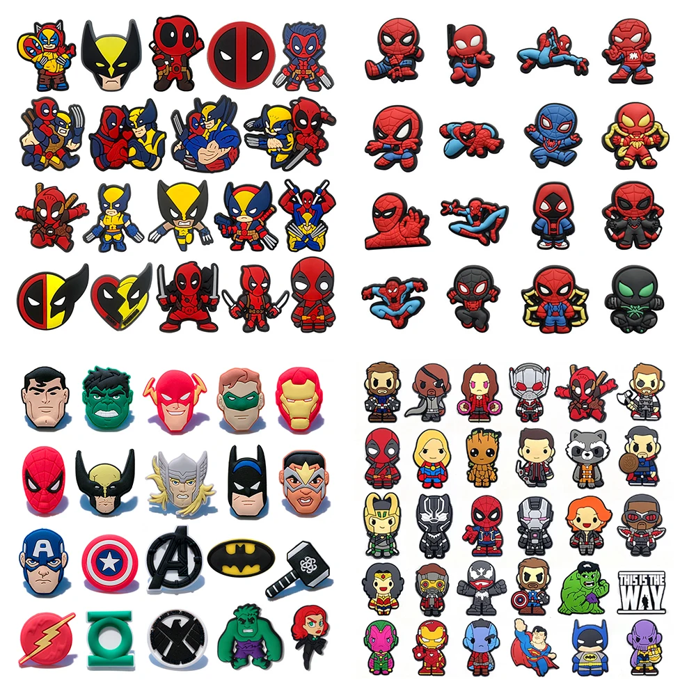 9-30PCS MINISO Disney Spider-Man Marvel superhero Shoe Charms Cartoon DIY Clog Sandals Shoes Accessorie Decoration Boy Kids Gift