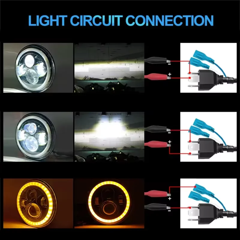 العالمي 5.75 بوصة أسود مستدير LED المصباح دراجة نارية 5-3/4 "العرض LED DRL هالو عيون الملاك كشافات ل هارلي سبورتستر