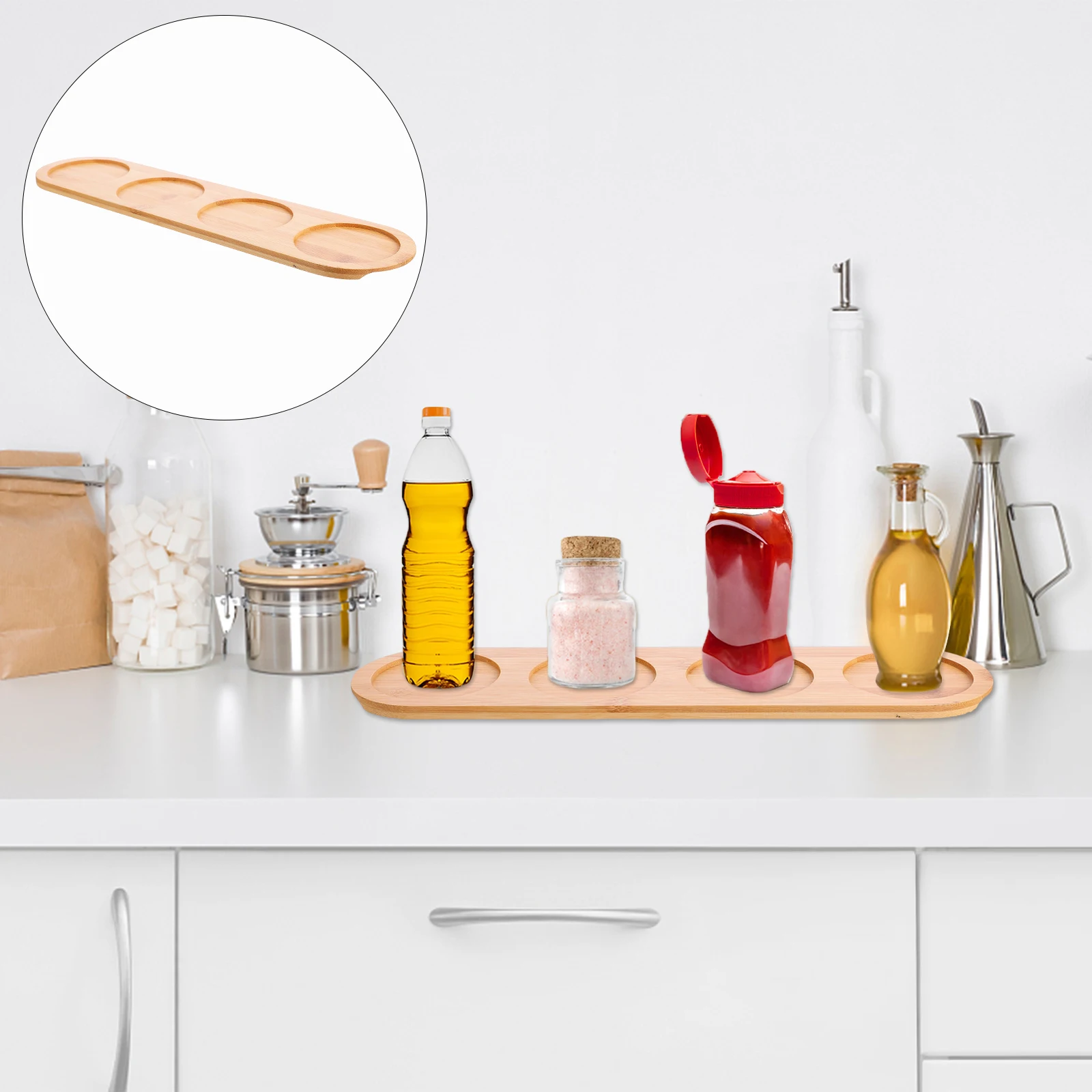 

1pc Bamboo Coaster Tray Wood Cup Mat Heat Resistant Table Protector For Tea Cups Condiment Jars Kitchen Decor