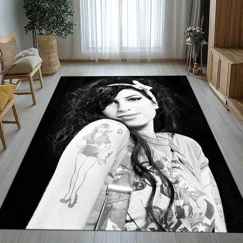 Amy Winehouse Music Singer Soft Large Non-Slip Area Rug,Carpet Mat for Living Room,Bedroom,Playroom & Sofa,Home Decor Gift