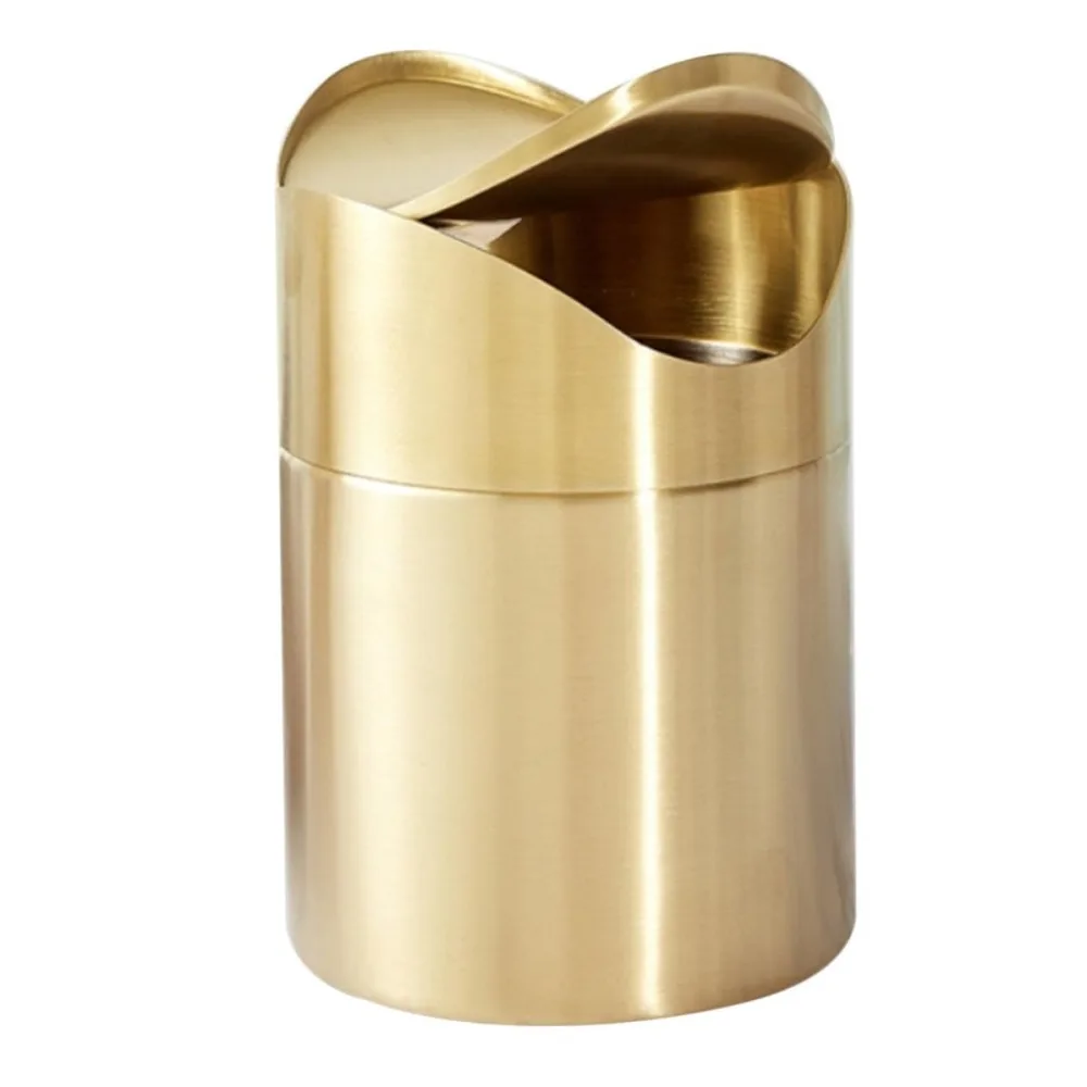 

Mini Desk Trash Can with Press Lid Small Stainless Steel Countertop Garbage Bin for Office Kitchen Car Bedroom