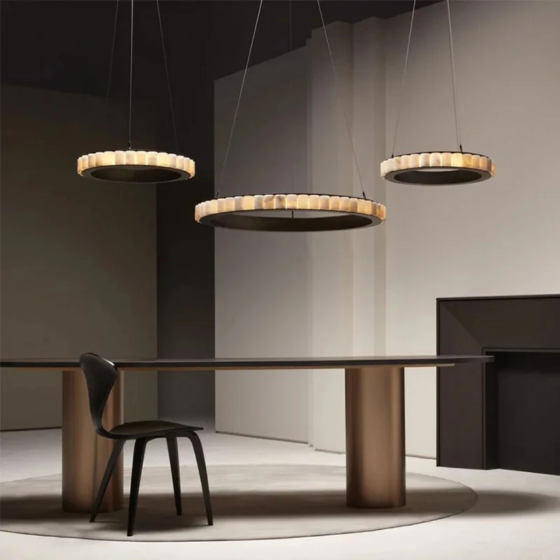 

Modern LED marble stainless steel circular pendant light, living room dining room pendant light YX780TB